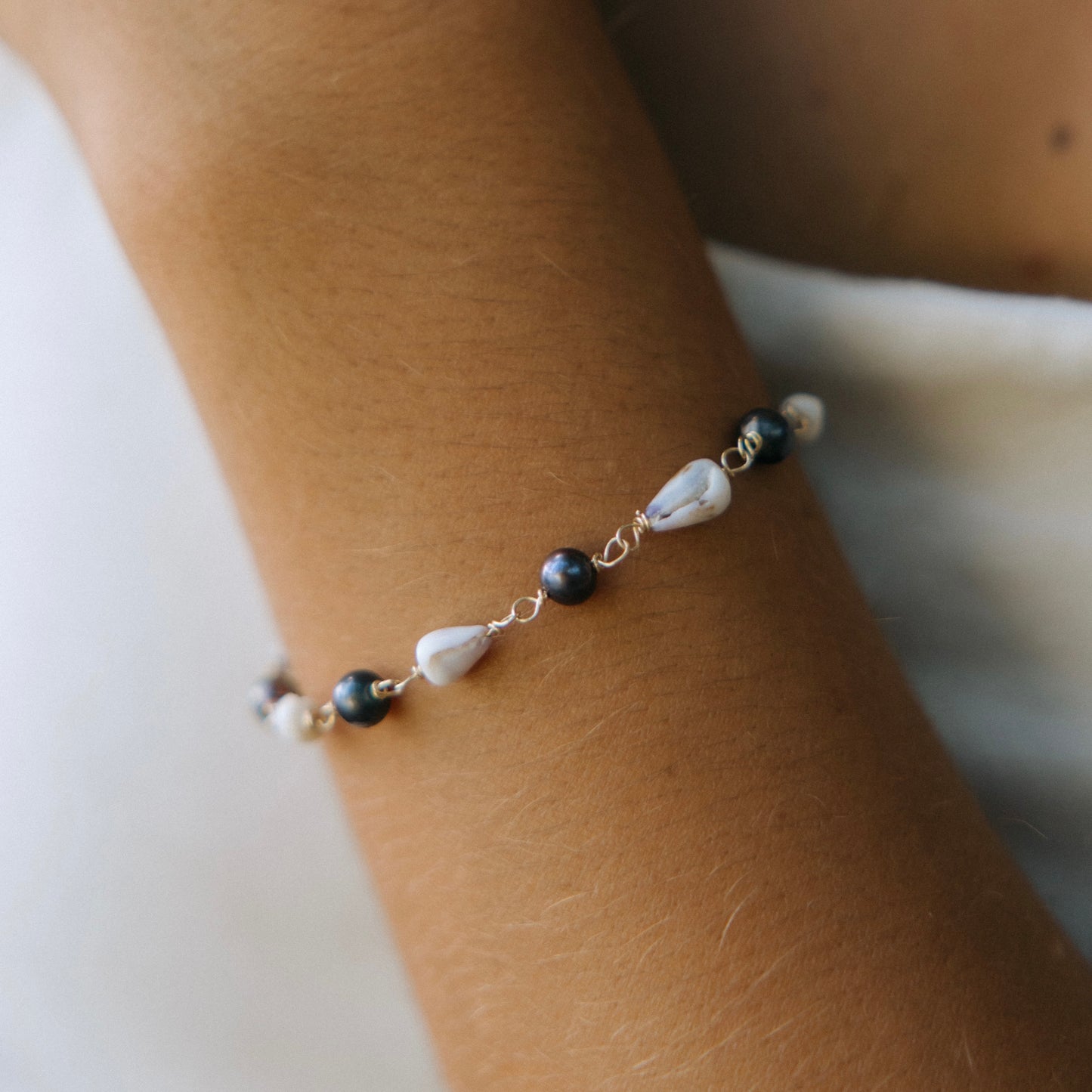 Cone Shell & Pearl Eternity Bracelet