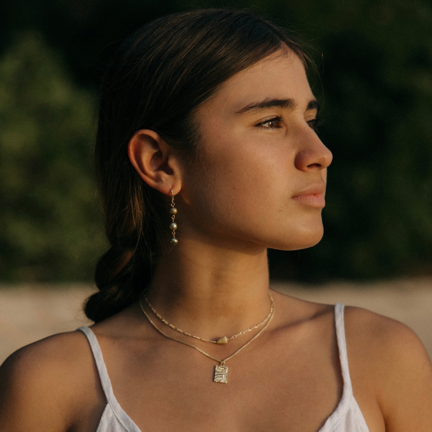 Horizontal Cone Shell Figaro Chain Necklace