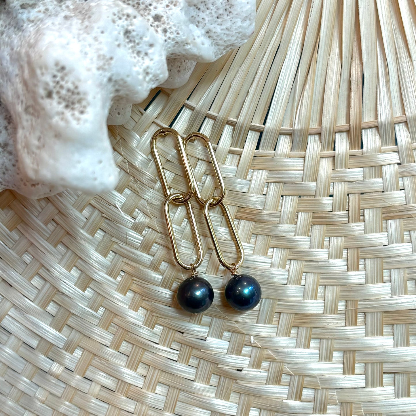 Peacock Pearl Link Earrings