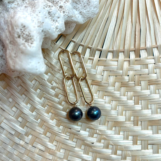 Peacock Pearl Link Earrings