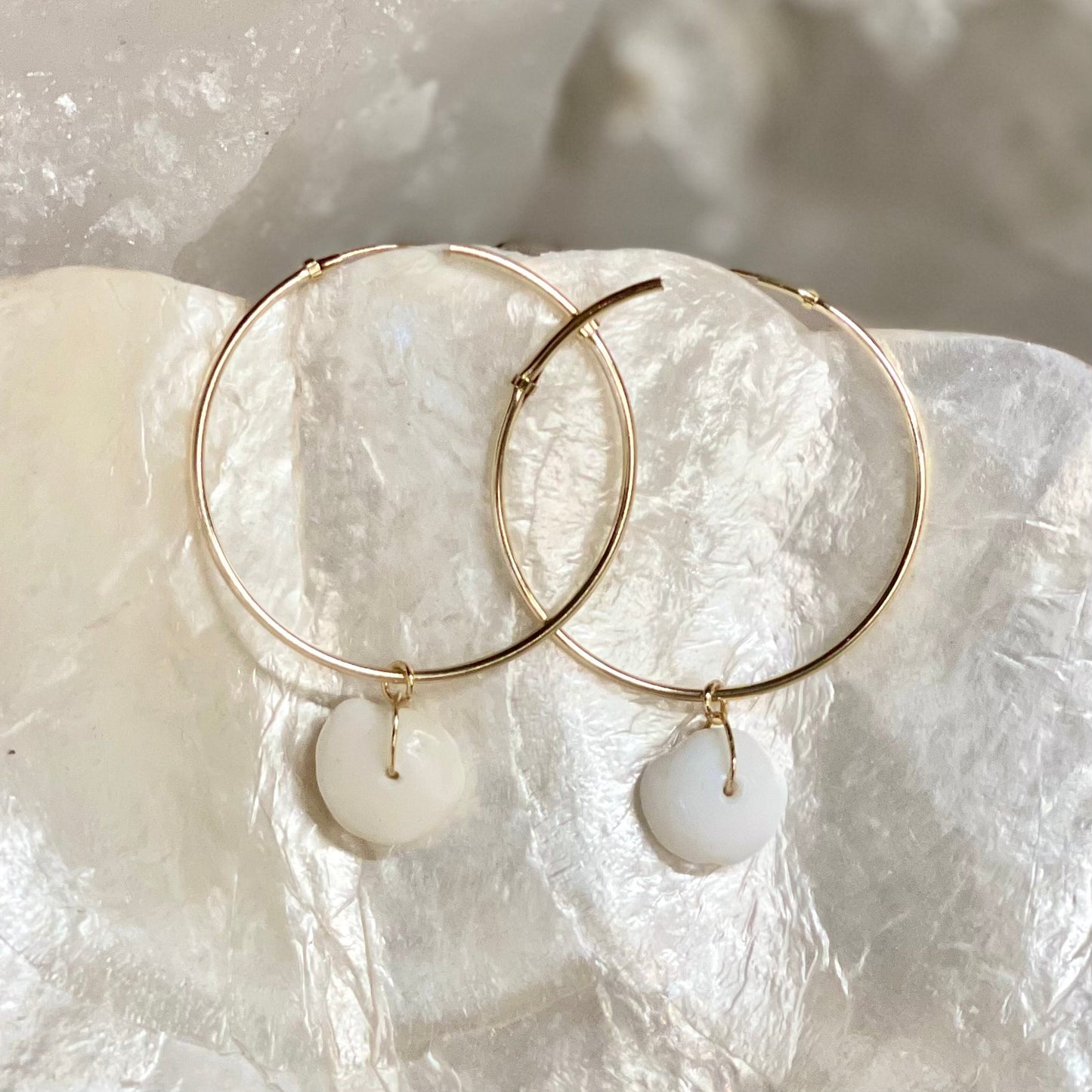 Puka Shell Dangle Hoops