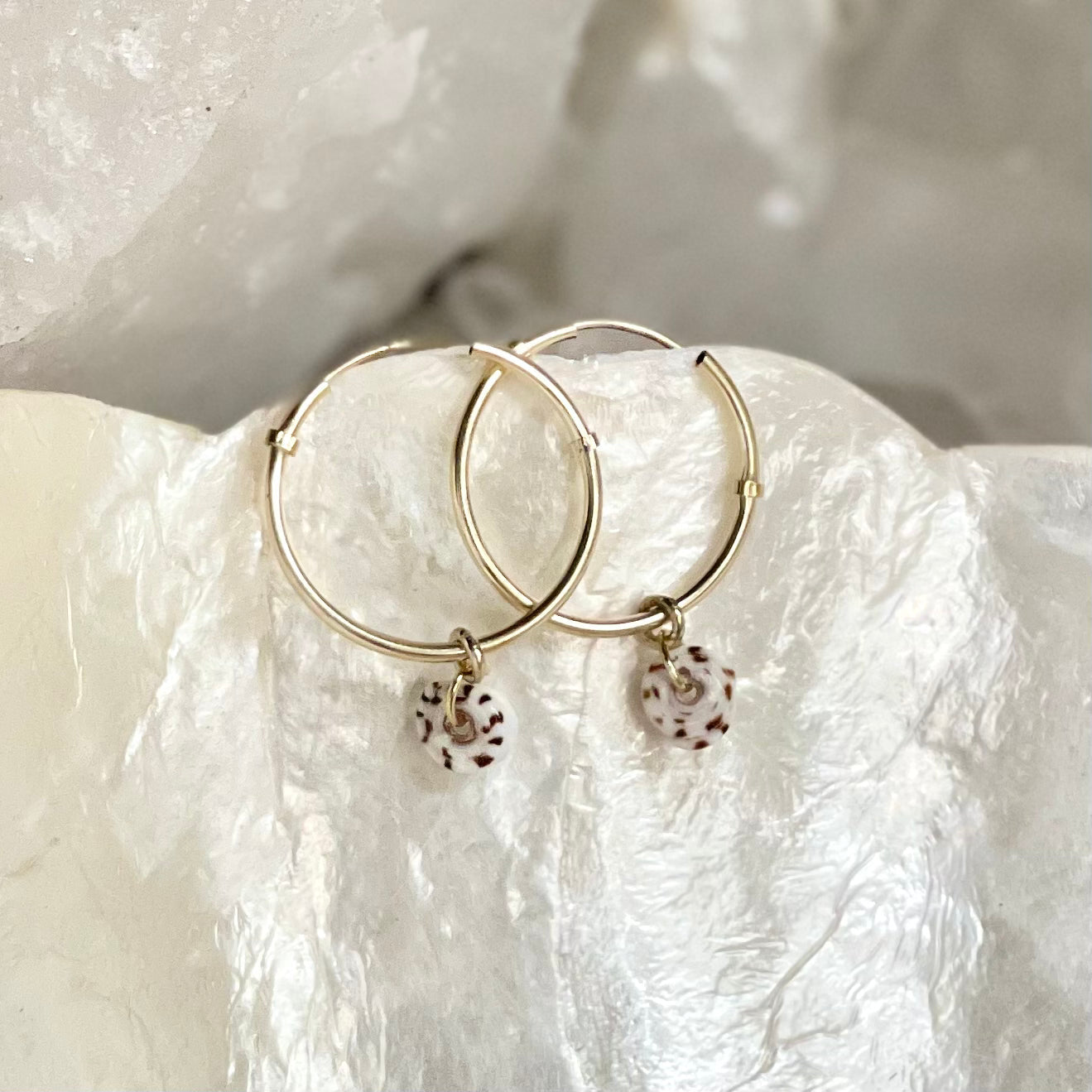 Puka Shell Dangle Hoops