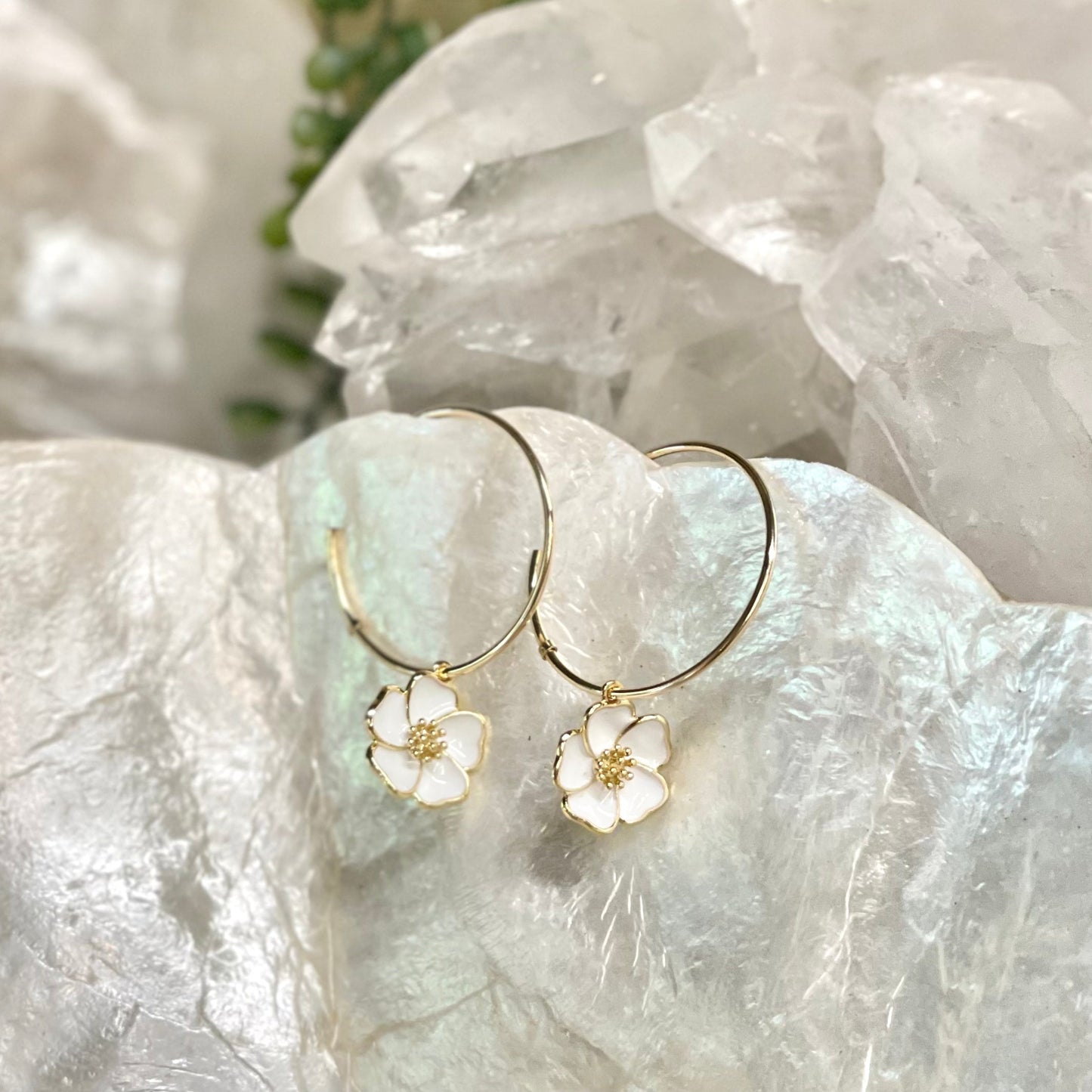 White Hibiscus Hoops