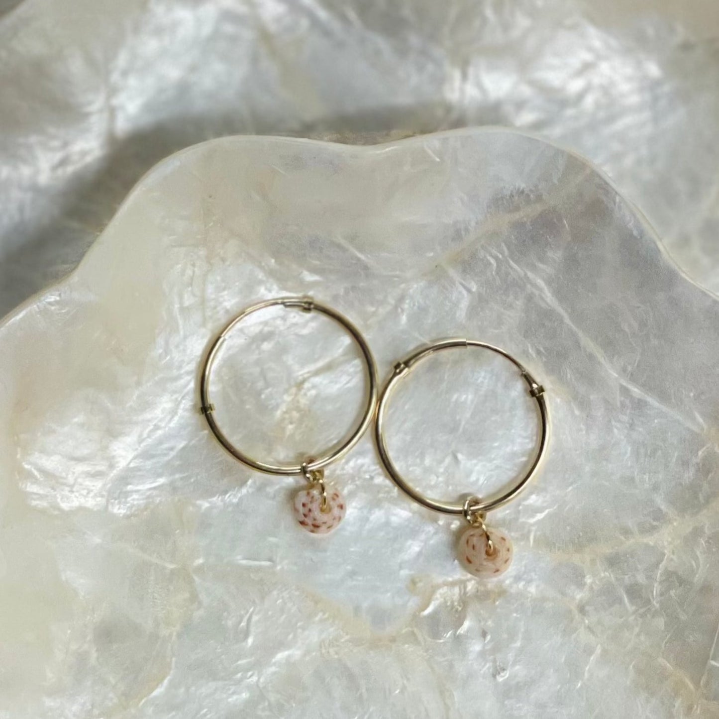 Puka Shell Dangle Hoops