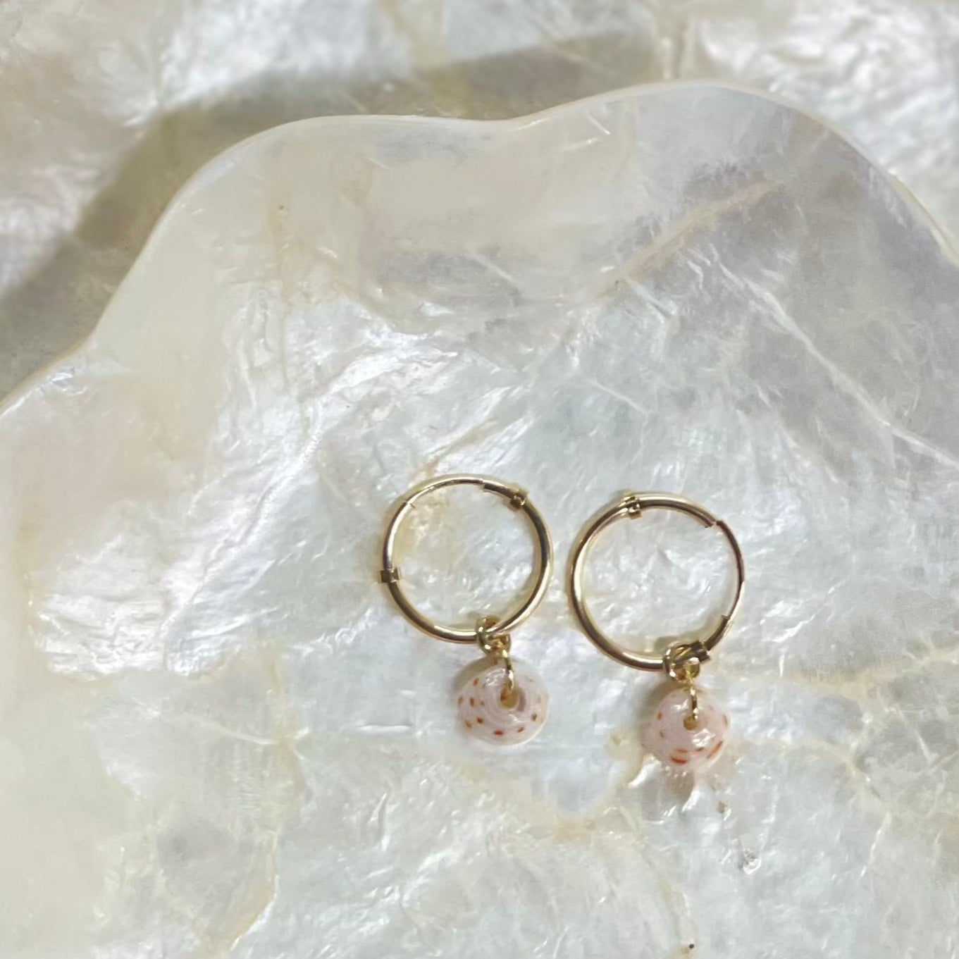 Puka Shell Dangle Hoops