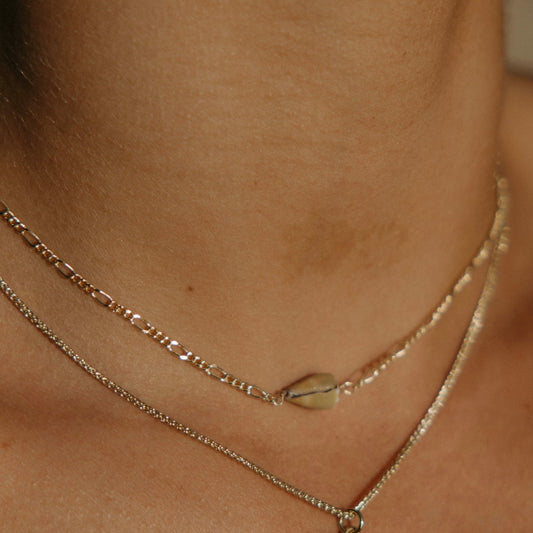 Horizontal Cone Shell Figaro Chain Necklace