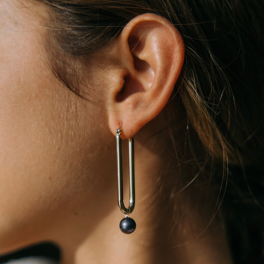 Peacock Pearl Drop Hoops