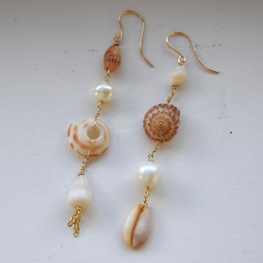 Asymmetrical Orange Sundial Earrings