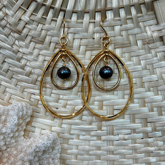 Teardrop Pearl Hoops