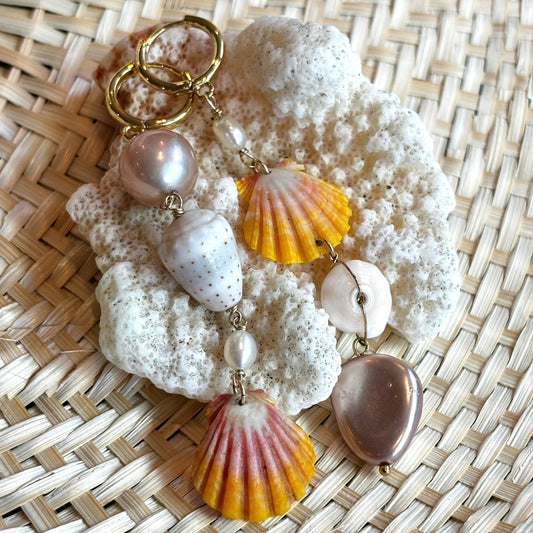 Sunrise Shell Mixed Dangle Huggies (ONE OF A KIND)