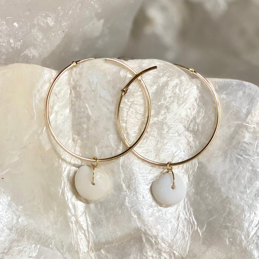Puka Shell Dangle Hoops